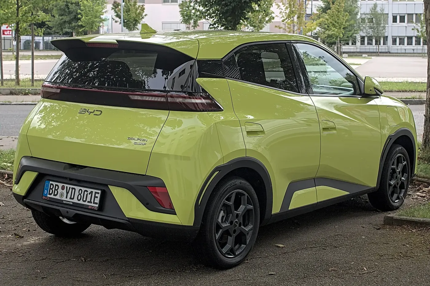 Lime green BYD Dolphin Surf, sold in Australia as the BYD Atto 1